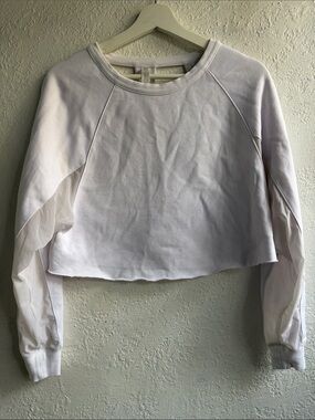 Alo Yoga Women's Cropped Long-Sleeve Pullover Top - White